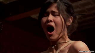 Krásné přírodní otroky Mandy Muse a Kendall jsou vázány a tělesný trest anální fucked podle velký kohout John Silný na brunch party v Horním Patře